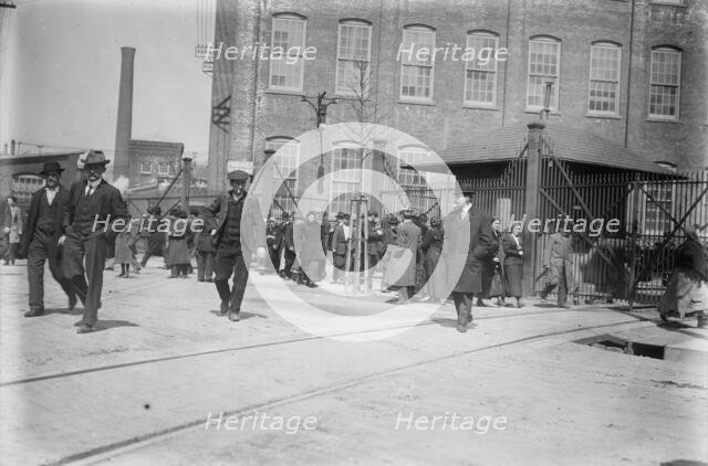 Strikers leave mills, Passaic, between c1910 and c1915. Creator: Bain News Service.