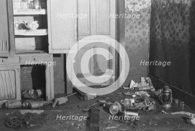 Possibly: Interior of a farmhouse near Ridgeley, Tennessee, after the 1937 flood waters..., 1937. Creator: Walker Evans.