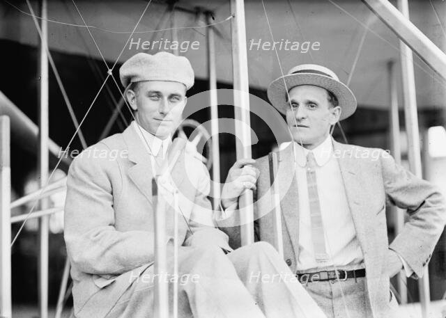Aviator Harry Atwood, in Plane with Leo Stevens, 1911. Creator: Harris & Ewing.