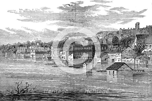 Inundations in the United States: Front-Street, Clarksville, Tennessee, 1874. Creator: Unknown.