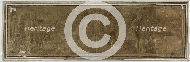 Mucius Scaevola Crossing the Tiber, Intending to Assassinate Porsenna but Killing his..., n.d. Creator: Unknown.