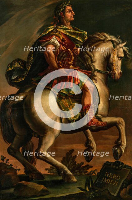 Emperor Nero on horseback. Creator: Stradanus (Straet, van der), Johannes, (Follower)  .
