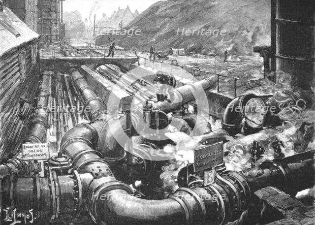 ''The London Gas Supply; Sketches showing Method of Manufacture; The Condensers', 1891. Creator: Unknown.