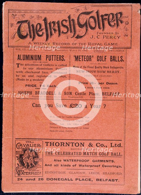 Cover of The Irish Golfer, March 19, 1902. Artist: Unknown