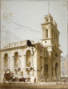 North-west view of the Church of St Mary Woolnoth, City of London, 1812. Artist: George Shepherd