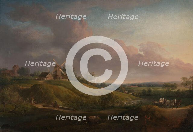 Landscape with a Church and a Mill, 1798. Creator: Jens Juel.