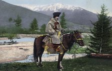 Altai Man in National Costume (Hat: Kuaraan Boruk, Sheepskin Coat: Ton, with a..., 1911-1913. Creator: Sergei Ivanovich Borisov.