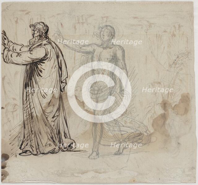 Three Figures [verso], 1780/1790. Creator: Mather Brown.