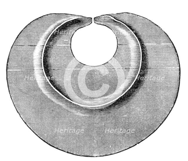 Gold ornaments from the graves of the Incas of Peru - breastplate in the form of the sun, 1883. Creator: Unknown.