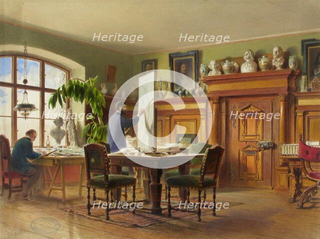 Artist Vladimir Svertsov's studio in Schleißheim, 1850-1889. Creator: Heinrich Stohl.