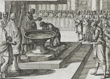 Mudarra and His Horsemen Convert to Christianity and are Baptized, 1612. Creator: Antonio Tempesta.