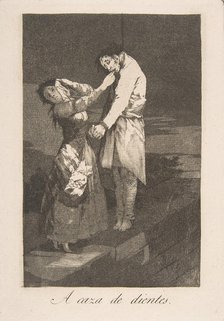 Plate 12 from 'Los Caprichos': Out hunting for teeth (A caza des dientes.), 1799. Creator: Francisco Goya.