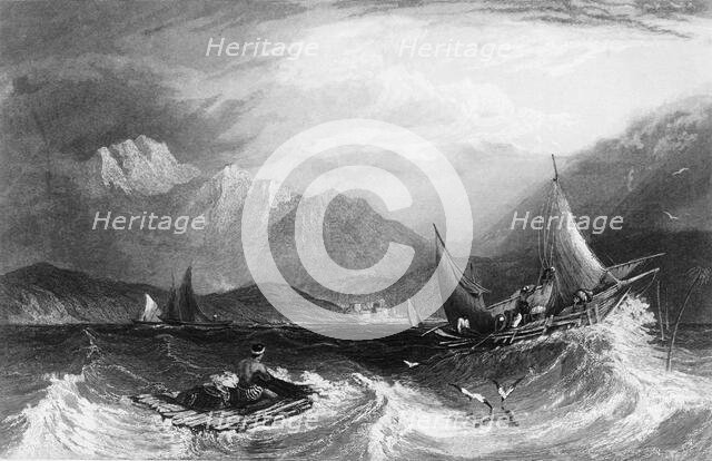 'Bombay Harbour: - Fishing boats, in the Monsoon', 1845. Creator: Unknown.