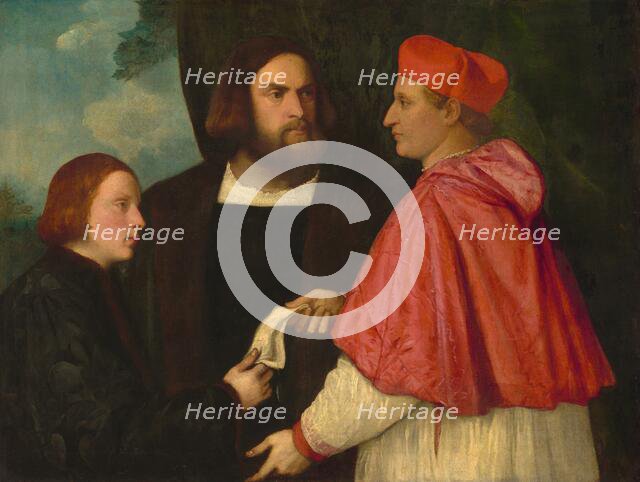 Girolamo and Cardinal Marco Corner Investing Marco, Abbot of Carrara, with His Benefice, c1520/1525. Creator: Anon.