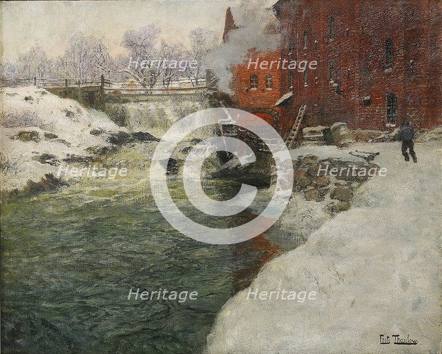 Canvas factory by the Aker River (Kristiania), c. 1890. Artist: Thaulov, Fritz (1847-1906)