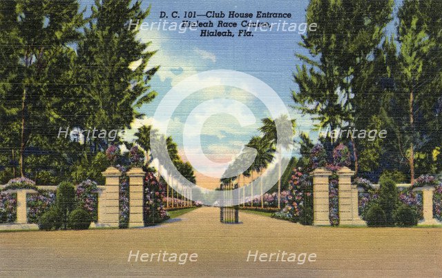 Club house entrance, Hialeah Park Race Course, Miami, Florida, USA, 1938. Artist: Unknown