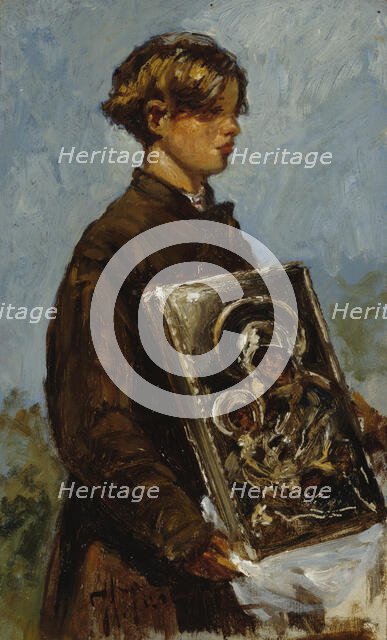 Young Boy Carrying an Icon, study, 1880. Creator: Il'ya Repin.