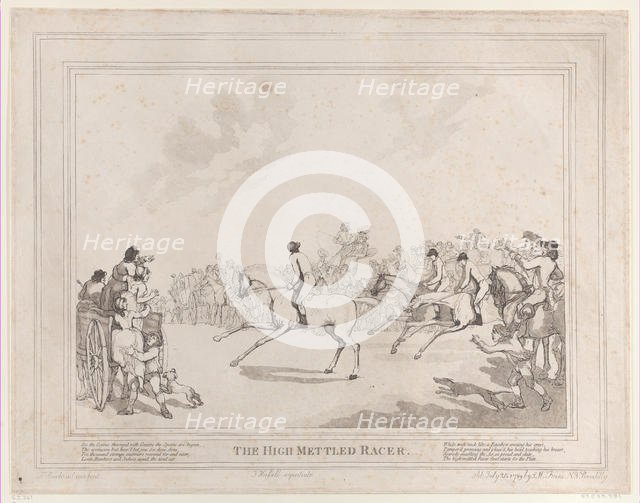 The Race Horse (from The Life of a Racehorse, or The High-Mettled Racer), July 20..., July 20, 1789. Creators: Thomas Rowlandson, John Hassell.