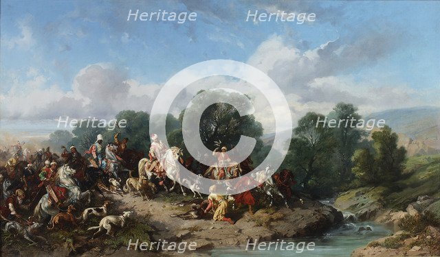 The Falconry of Sultan Ahmed III, 1873. Artist: Khlebovsky, Stanislav (1835-1884)