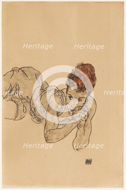 Lying woman, 1917. Creator: Schiele, Egon (1890-1918).
