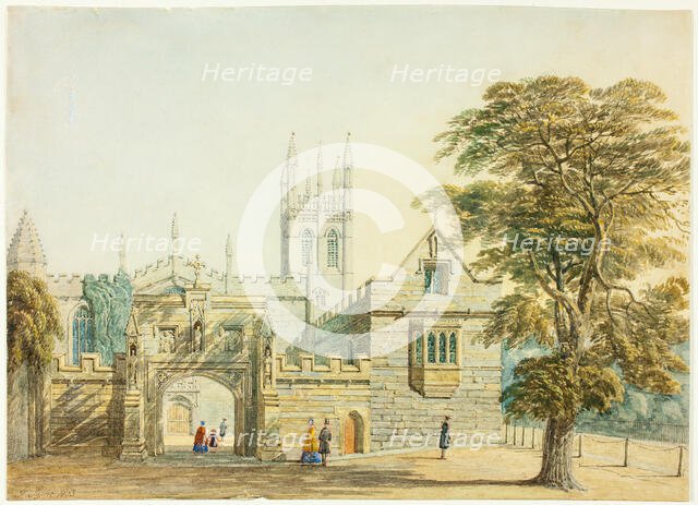 Magdalen College and Tower, Oxford, 1853. Creator: George Pyne.