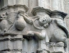 Detail of a capital of the cloister of the Monastery of Santes Creus, by Reinard of Fonoll.