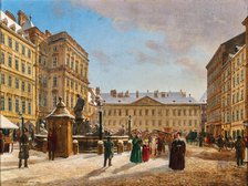 The Neuer Markt in Vienna in winter, 1835. Creator: Alt, Rudolf von (1812-1905).