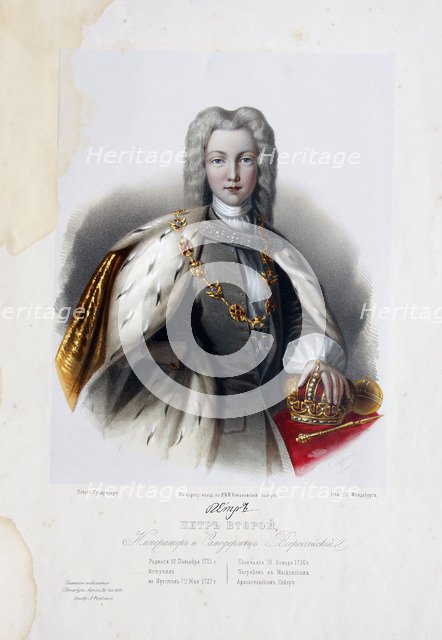 Portrait of the Tsar Peter II of Russia (1715-1730). Artist: Borel, Pyotr Fyodorovich (1829-1898)