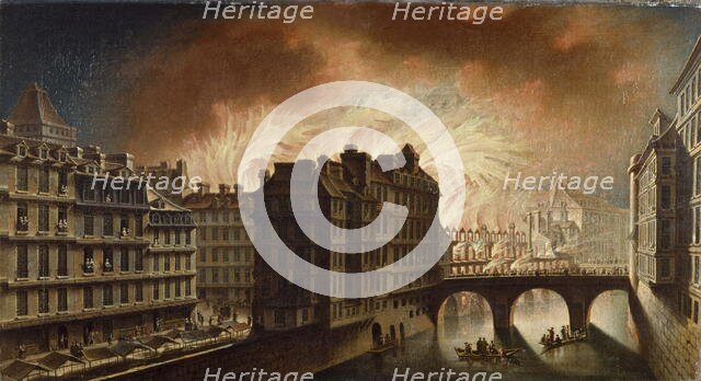 Fire at the Hotel-Dieu in 1772, c1772. Creator: Nicolas Raguenet.
