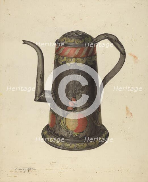 Toleware Coffee Pot, c. 1938. Creator: Nicholas Acampora.