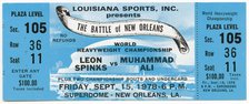 Ticket to a championship boxing match between Muhammad Ali and Leon Spinks, September 15, 1978. Creator: Unknown.