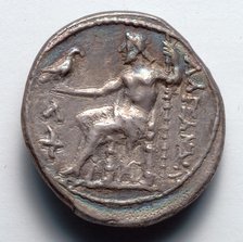 Tetradrachm: Zeus Aetophoros Enthroned, Holding Staff (reverse), 336-323 BC. Creator: Unknown.