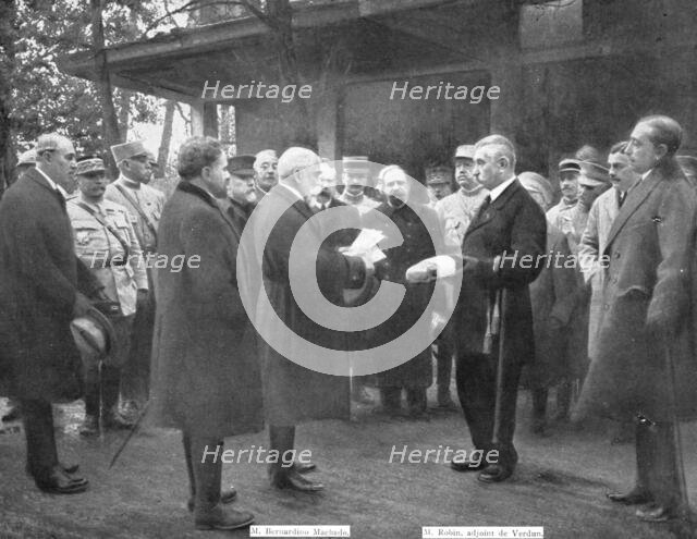 President of the Portuguese Republic on the front; On October 18, 1917, Mr. Machado..., 1917. Creator: Unknown.