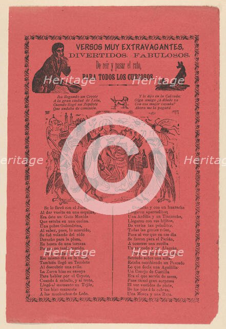 Broadsheet with extravagant verses relating to a parade of animals dressed in cos..., ca. 1895-1910. Creator: José Guadalupe Posada.