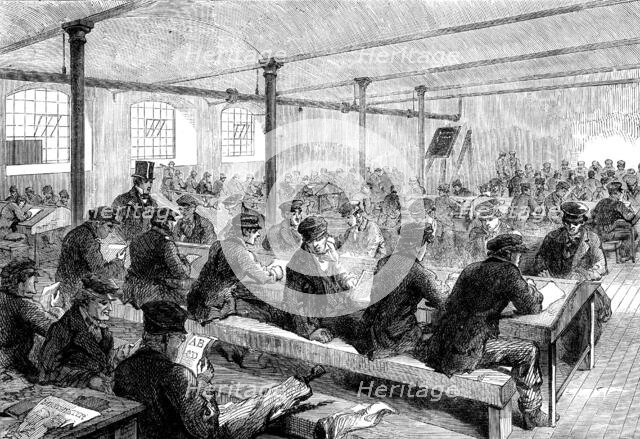 The Cotton Famine: school for mill operatives at Mr. Stirling's mill...Manchester, 1862. Creator: Unknown.