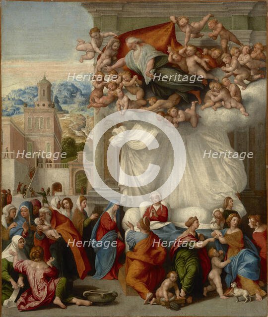 The Nativity of the Virgin, c 1550. Creator: Caroto, Giovan Francesco (c. 1480-1555).