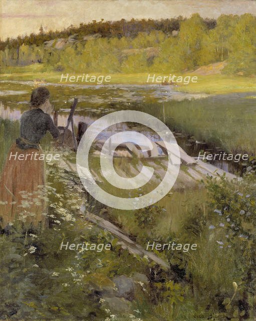 By the Lake. View from Balingsta, c1900s. Creator: Oscar Bjorck.