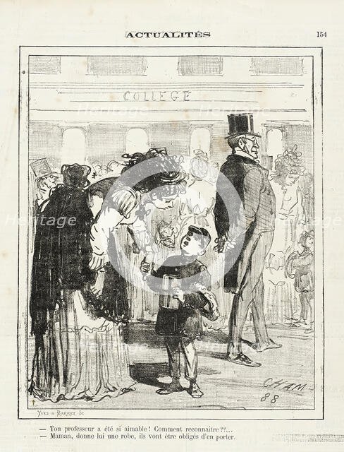 Ton Professeur a été si amiable! Comment reconnaitre? -Maman, donne lui une robe..., 1872. Creator: Cham.