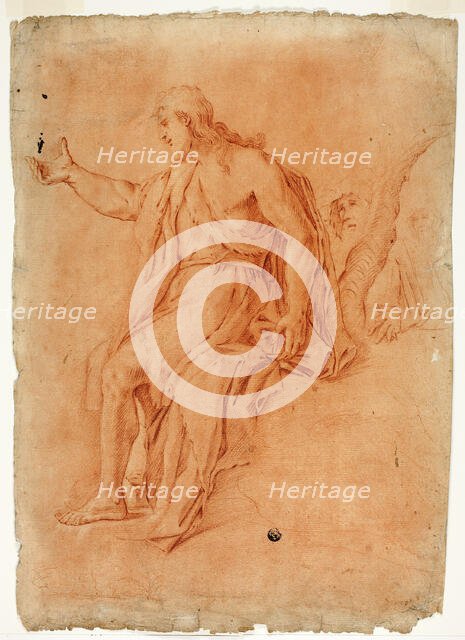 Saint John the Baptist Preaching (recto); Male Nude with Raised Arms and Sketches..., n.d. Creator: Luca Giordano.
