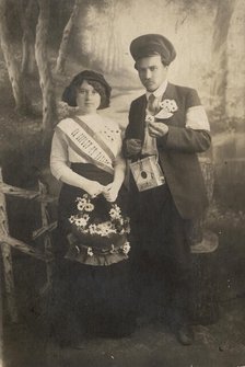 A young married couple, participants in the 'To Fight Consumption' campaign, 1913. Creator: Unknown.