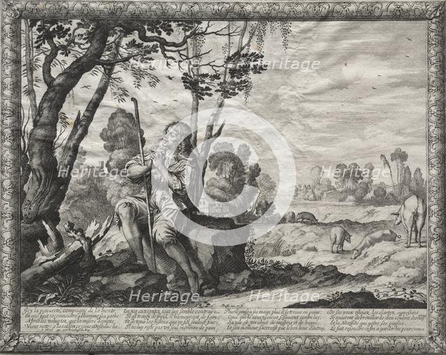 The Prodigal Son: The Prodigal Tending the Pigs. Creator: Abraham Bosse (French, 1602-1676).