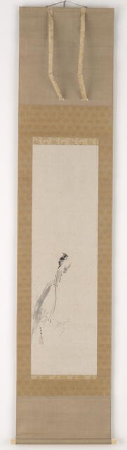 A bird on a stump, Edo period, 17th century. Creator: Kanô Tan'yû.