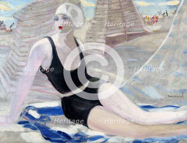Bather in black swimming suit. Artist: Marval, Jacqueline (1866-1932)