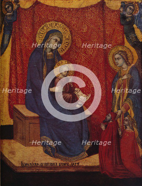 'The Madonna Enthroned and Two Donors in Adoration', 1374. Artist: Barnaba da Modena.