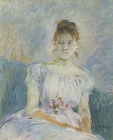 Paula Gobillard in Her Ball Gown, 1887. Creator: Morisot, Berthe (1841-1895).