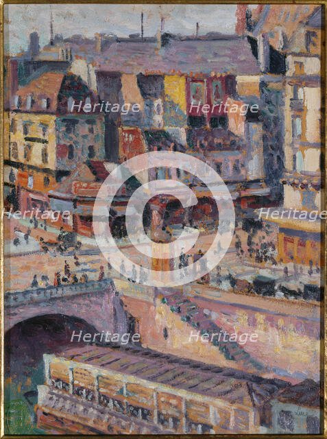 Pont Saint-Michel and the Quai des Orfevres around 1905. Creator: Unknown.