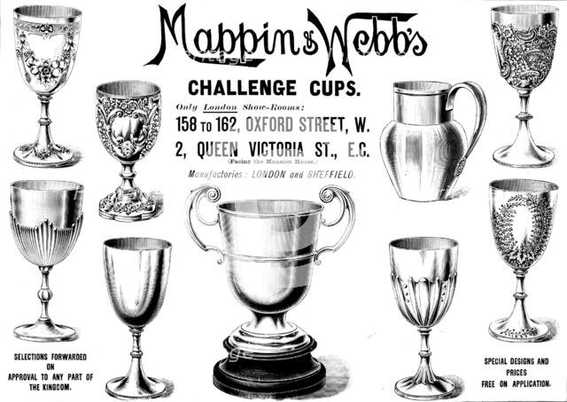 Advertisement for Mappin & Webb's Challenge Cups, 1895. Creator: Unknown.