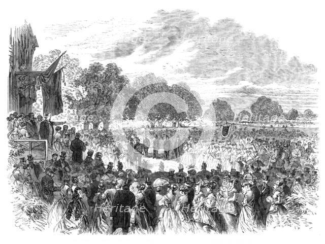 Mr. Disraeli opening the Industrial Exhibition at Halton, Buckinghamshire, 1868. Creator: Unknown.