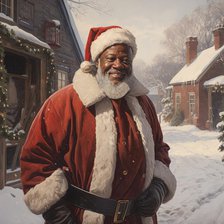 AI Image - Illustration of a Black Father Christmas, 2023. Creator: Heritage Images.