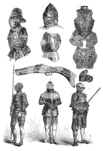 Arms and armour in the Meyrick Collection at South Kensington, 1869. Creator: Unknown.